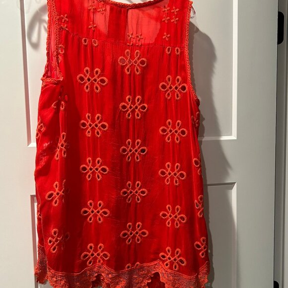 JOHNNY WAS, TANK TOP BEAUTIFUL ORANGE, 100% CUPRIA RAYON, MEDIUM - Picture 3 of 3